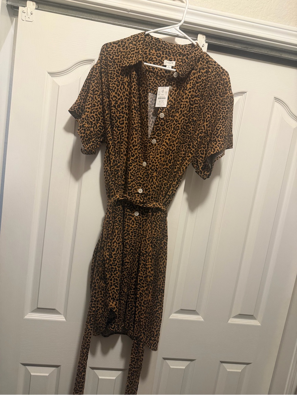 J. Crew Leopard-Print Button Front Shirt Dress in Brown